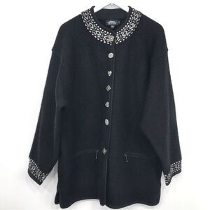 Icelandic Design Black White Nordic Design 100% Wool Sweater Coat